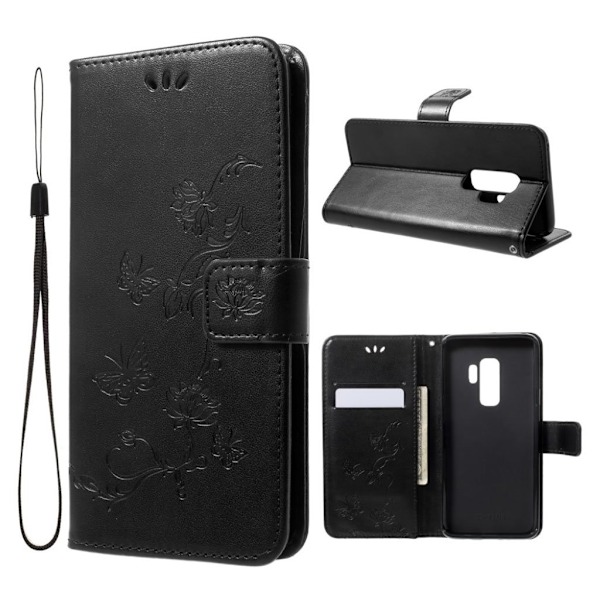 Samsung Galaxy S9 Plus Fodral med ett fjärils tryck - Svart Svart