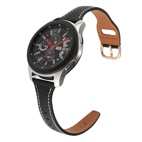 20 mm Universal klockarmband i äkta läder med litchitextur - Svart Svart
