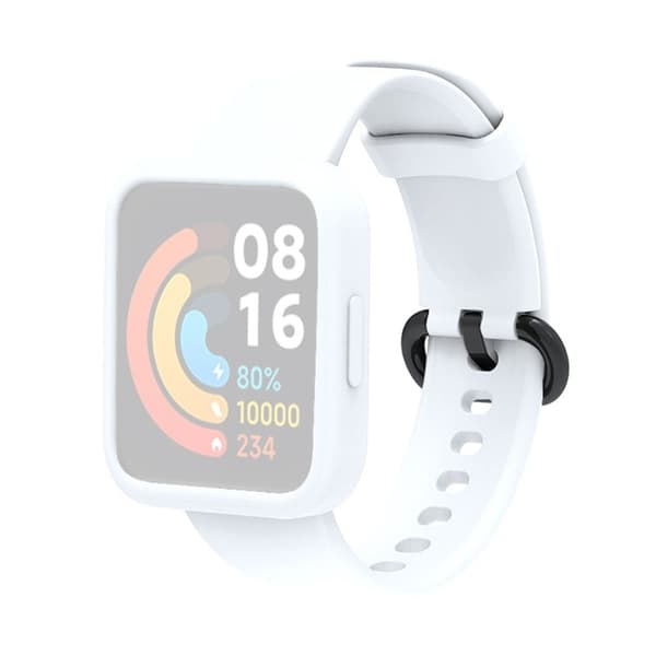 Xiaomi Redmi Watch silikoneurrem med cover - Sort / Hvid White