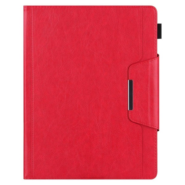 Kortspor Design Vegansk Læder Stand Tablet Cover med Auto Wake / Red