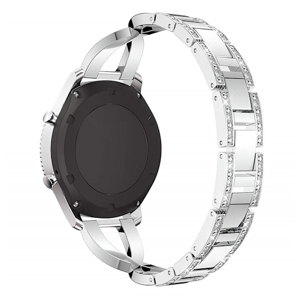Universal klockarmband i rostfritt stål med diamantdekor - Silver Silvergrå