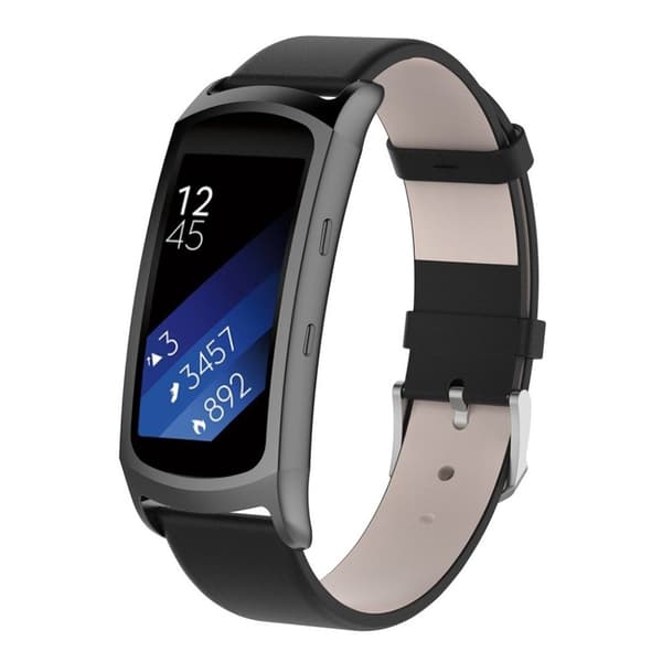 Samsung Gear Fit2 Pro aitoa nahkaa kellon ranneke - Musta Black