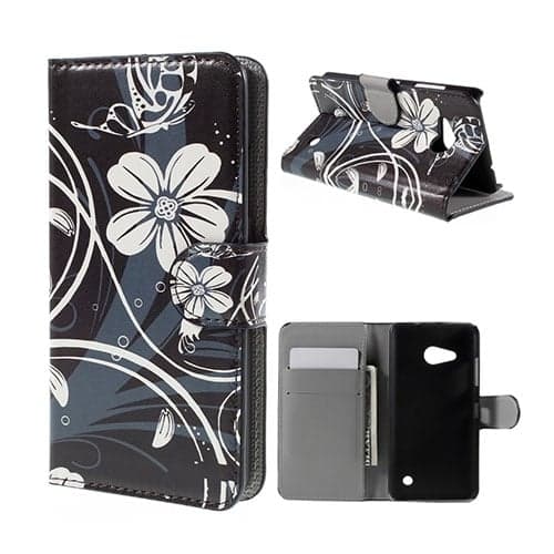 Moberg Microsoft Lumia 550 Lær Etui - Hvite Blomster Multicolor