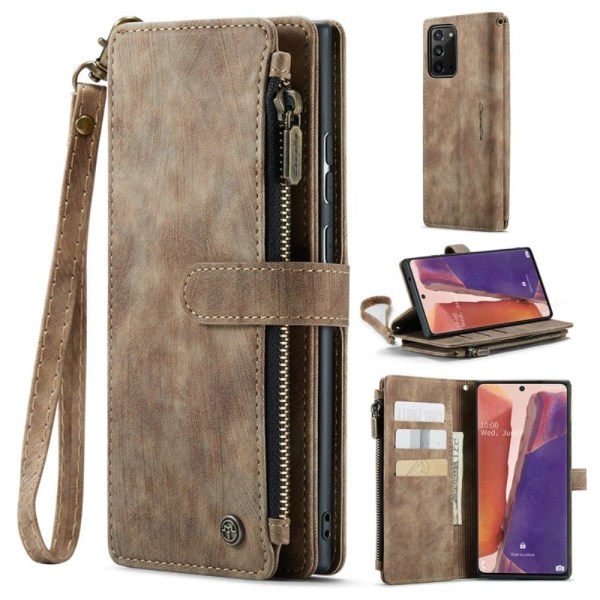 CaseMe zipper-wallet phone case for Samsung Galaxy Note 20 5G / Brown