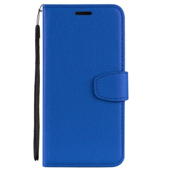 iPhone Xs Max litchifrukts kornigt syntetläder plånboks mobilfod Blå