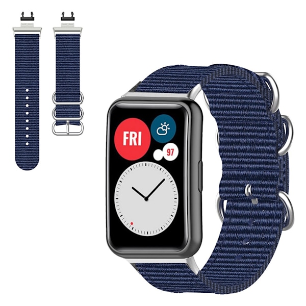 Huawei Watch Fit nylon pattern watch band - Deep Blue Blå