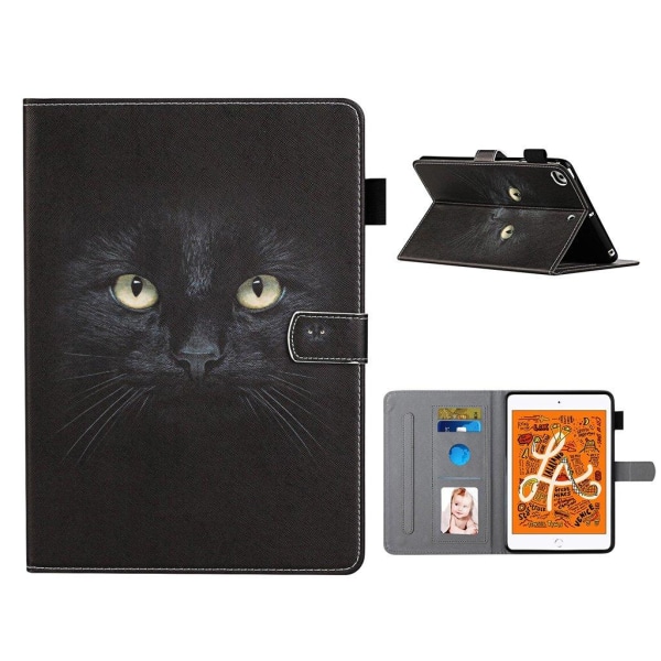 iPad Mini (2019) pattern printing leather case - Cat Face Black