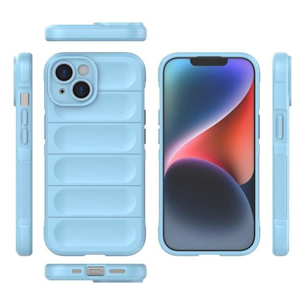 Mjukt greppformat iPhone 15 Plus skal - Blå Blå