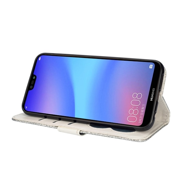 Zipper läder Huawei P20 Lite fodral med plånbok - Silver/Grå Silvergrå