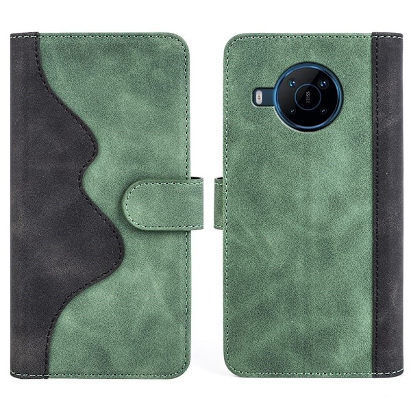 To Farvet Læder Flip Case til Nokia X100 - Grøn Green