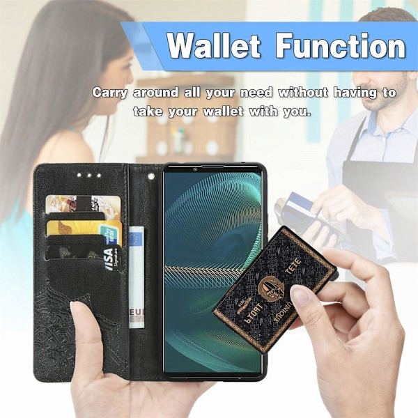 Mandala Sony Xperia 5 IV Flip Etui - Sort Black