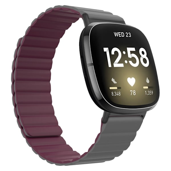 Fitbit Sense / Versa 3 klockarmband i silikon - Grå / Vinröd Röd