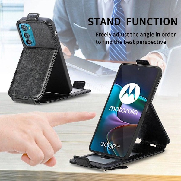 Vertikalt Motorola Edge 30 fodral med dragkedja - Svart Svart