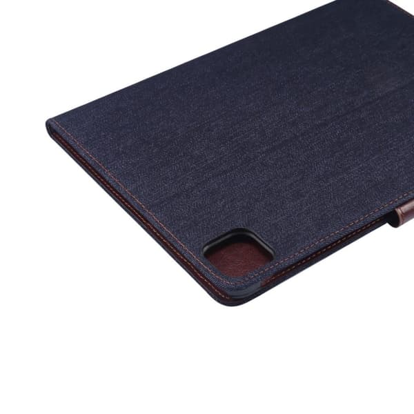 iPad Air (2020) jeans klæde læder flip etui - sort Black