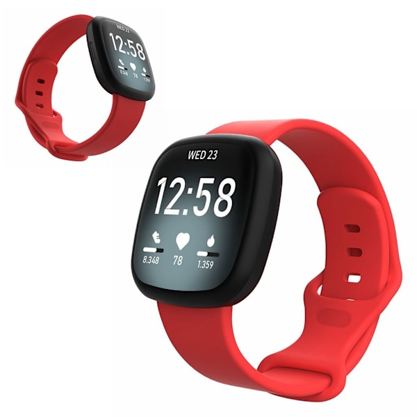 Fitbit Versa 3 / Sense silikoninen kellonauha - Punainen Koko: L Red