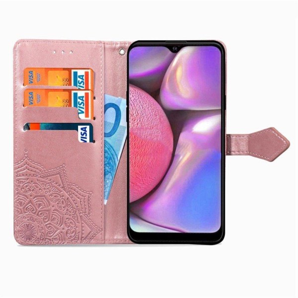 Mandala Samsung Galaxy A20s etui - Rødguld Pink