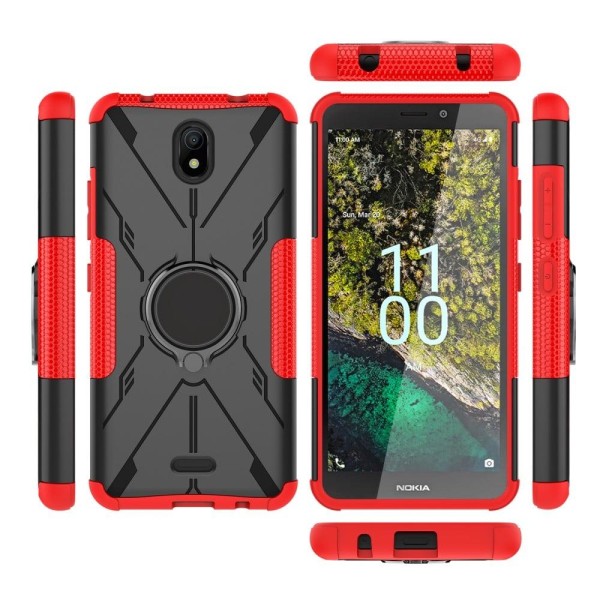 Kickstand cover with magnetic sheet for Nokia C100 - Red Röd