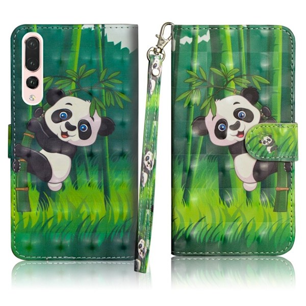 Huawei P20 Pro mønstret læderetui - Panda Multicolor