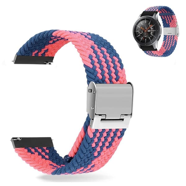 22mm Universal elastinen nailon kellohihna - Sininen / Pinkki Multicolor