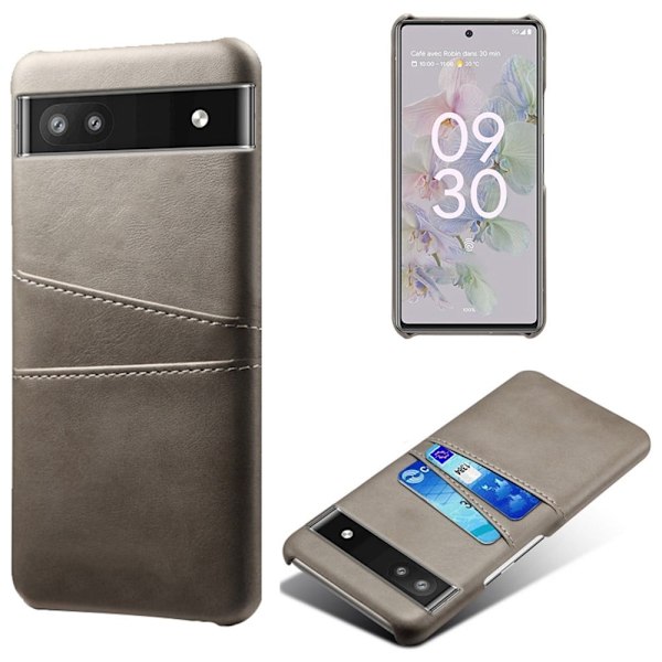 Google Pixel 6a skal med korthållare - Silver/Grå Silvergrå