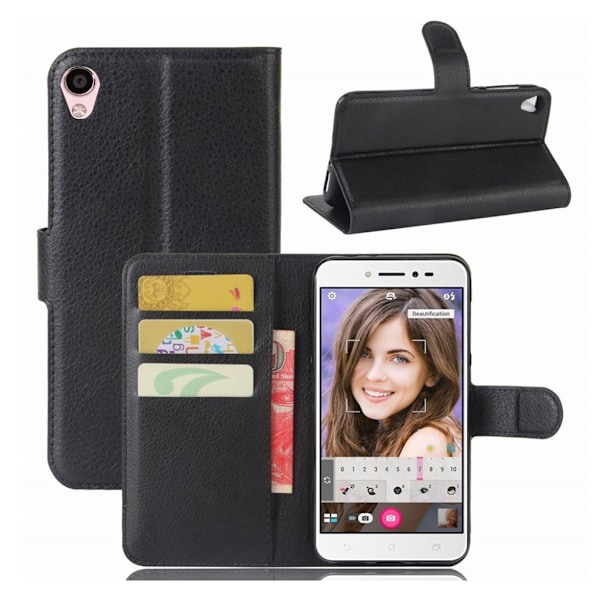 Asus ZenFone Live (ZB501KL) Læder etui i smart Litchi skind - Sort Black