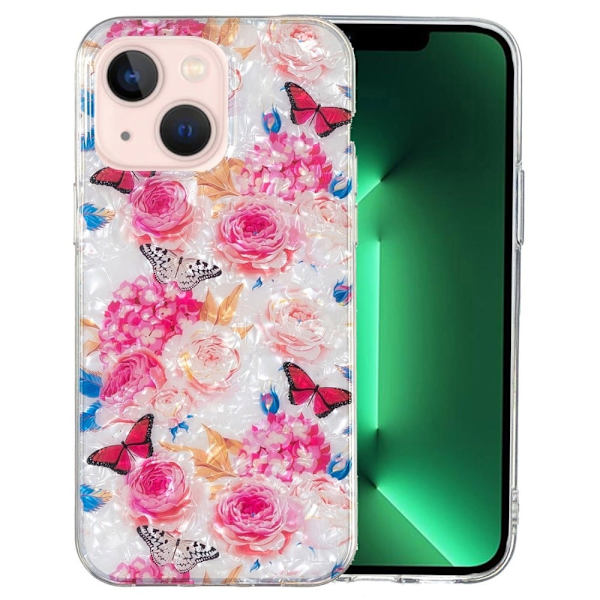 Butterfly läder iPhone 15 fodral - Rosa Rosa