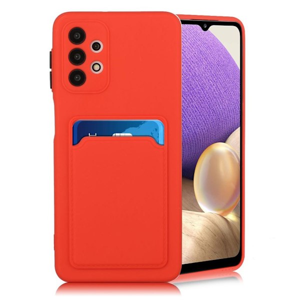 Card Holder Deksel til Samsung Galaxy A32 - Rød Red