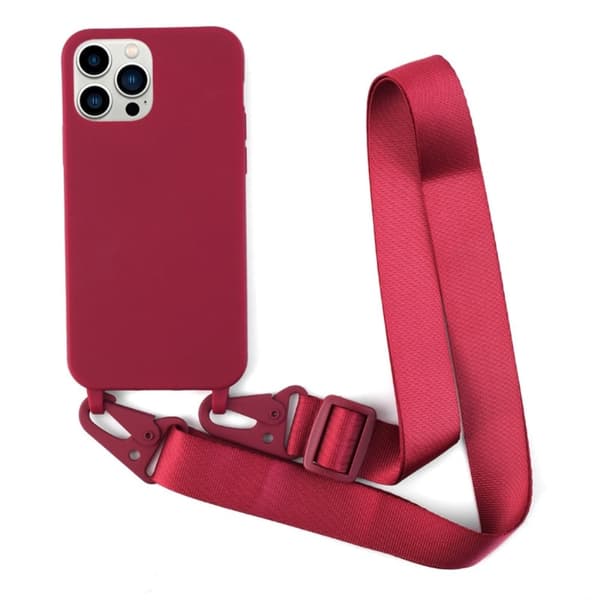 Tynt TPU-deksel med matt finish og justerbar stropp til iPhone 13 Pro Max - Rød Red
