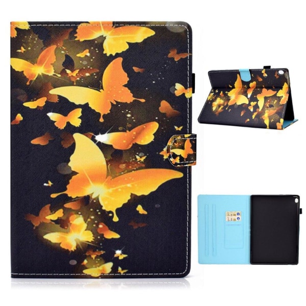 Lenovo Tab M10 cool pattern leather flip case - Gold Butterflies Guld