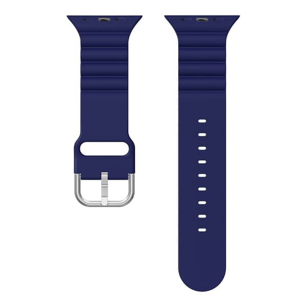 Apple Watch (45mm) vaakasuora raidallinen silikoninen kellonhihna - Safiiri Blue