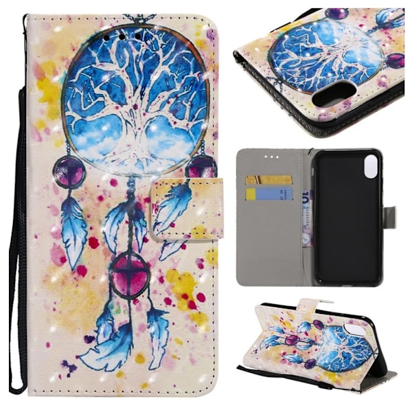 iPhone Xs Max flip cover i læder med lyspletmønster - Dream Catcher Multicolor