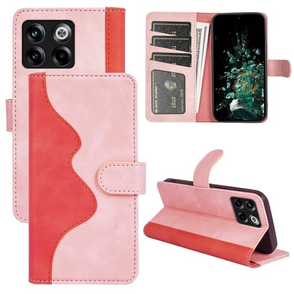 To-farvet OnePlus Ace Pro / OnePlus 10T læderetui - Lyserød Pink