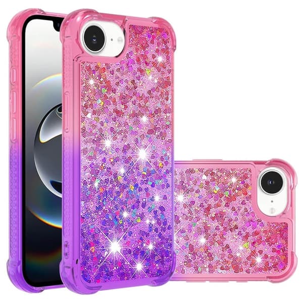 iPhone 16e Flexible Case Gradient Quicksand telefonbagcover - Lyserød + Lilla Purple