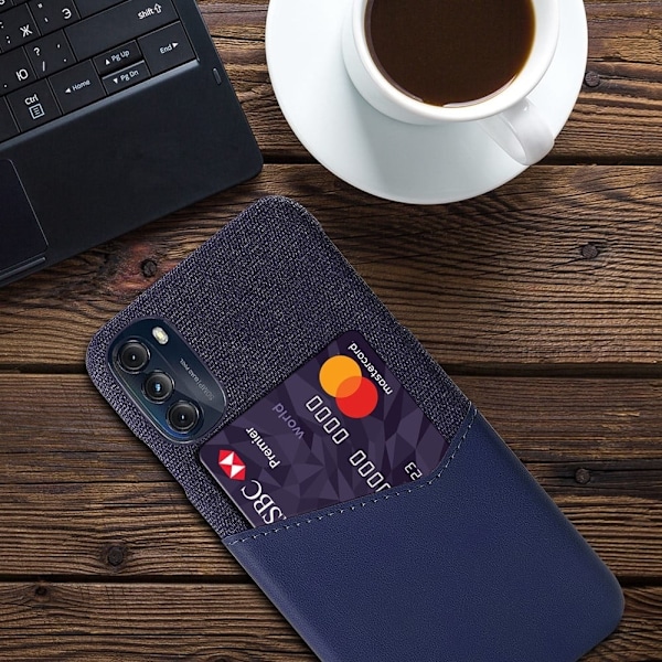 Bofink Motorola Moto G (2022) cover med kortholder - Blå Blue
