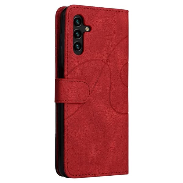 Teksturert læretui med stropp for Samsung Galaxy A14 - Rød Red