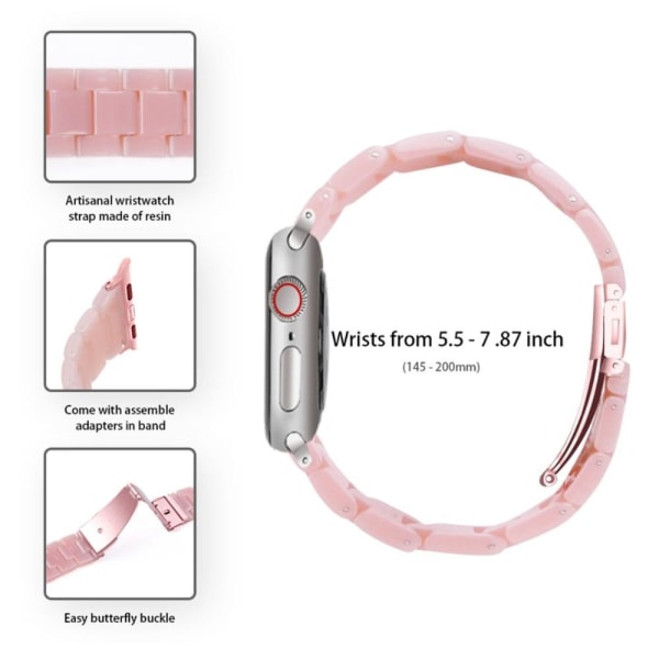 Apple Watch SE 2022 (44mm) klockarmband med 3 pärlor i resin och genomskinligt hölje - Rosa Rosa