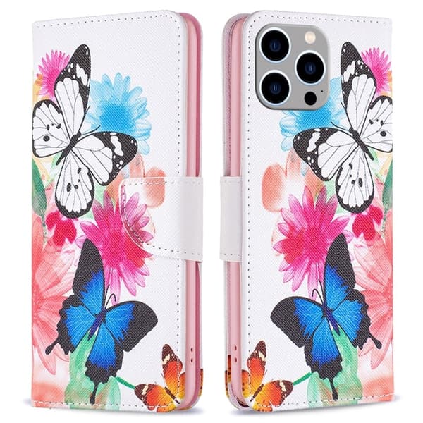 Wonderland iPhone 15 Pro Max flip etui - To Sommerfugle Pink