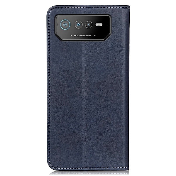 Flip Etui med Pung i Ægte Læder til ASUS Rog Phone 6 - Blå Blue