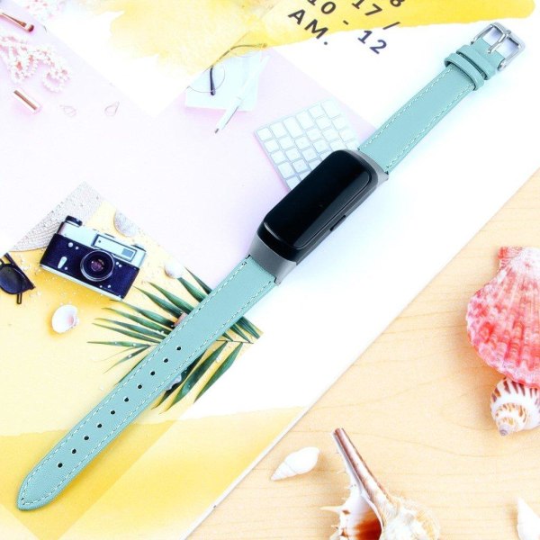 Samsung Galaxy Fit cowhide leather watch band - Baby Blue Blå