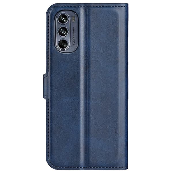 Hållbart konstläder Motorola Moto G62 5G fodral med plånbok - Blå Blå