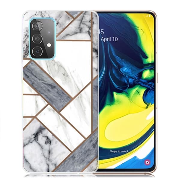 Marble Samsung Galaxy A82 5G Suojakotelo - Harmaa / Valkoinen Marble Tile Silver grey