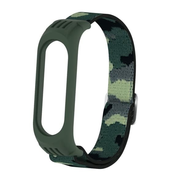 Xiaomi Mi Smart Band 6 / 5 nailon kellonauha - Naamiointi Green