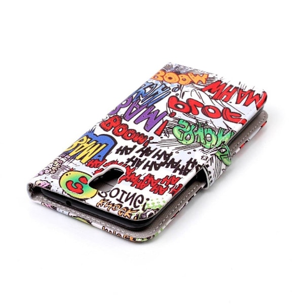 Moberg LG X Screen flip-etui i læder - Tegneseriecitater Multicolor