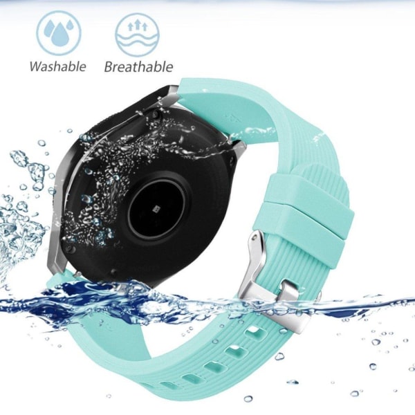 Samsung Galaxy Watch (46mm) randigt utbytbart klockarmand av mjukt silkonplast med metall lås - Cyan Grön