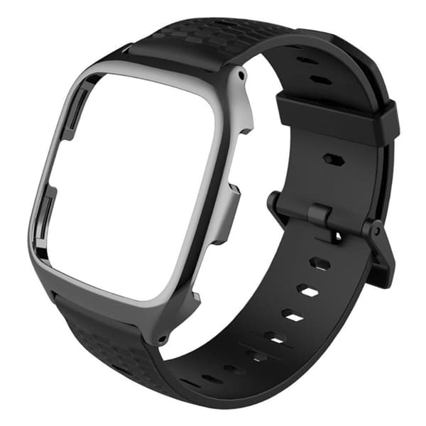 MIJOBS Fitbit Versa hunajakennomainen metallikellonauha - Musta Black