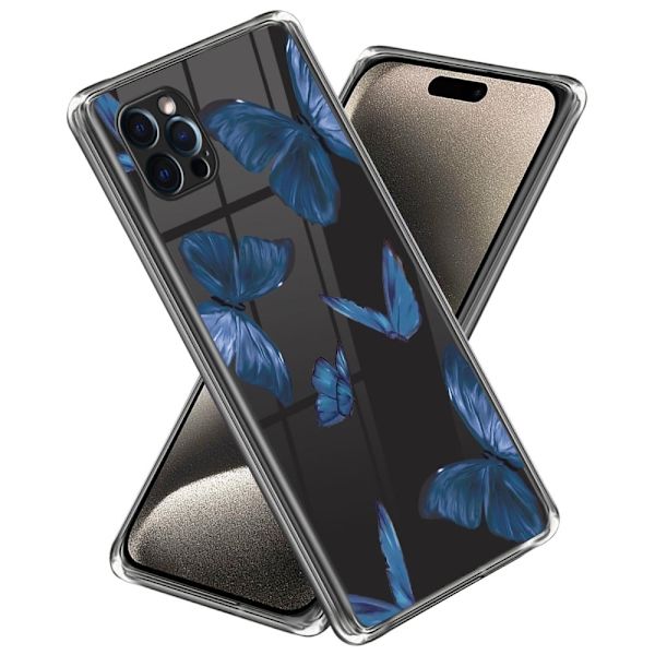 Deco iPhone 15 Pro Max kotelot - Sininen Perhosia Blue