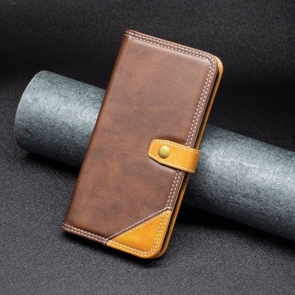 BINFEN tvåfärgat läder iPhone 14 fodral - Brun Brun