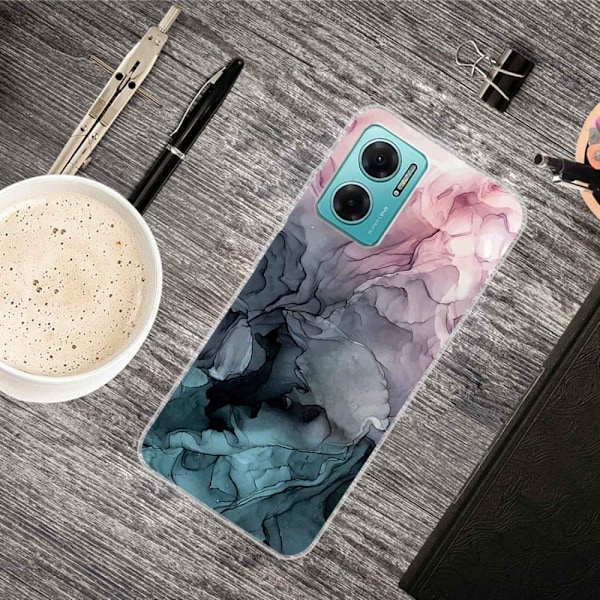 Marble design Xiaomi Redmi Note 11E cover - Rosa Og Gråblå Skyer Multicolor