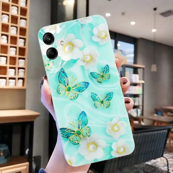 Deco Samsung Galaxy A05 skal - Fjäril Och Blomma Grön