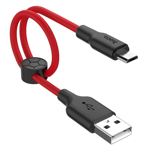 HOCO X21 Plus Silicone charging cable for Micro(L=0.25M) - black Red